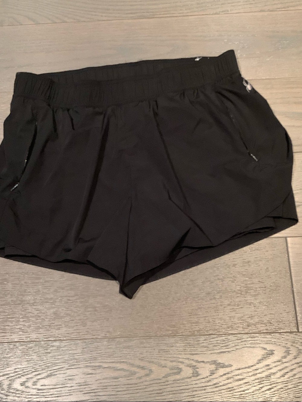 Spyder Black Athletic Running Shorts with Zip Pockets
